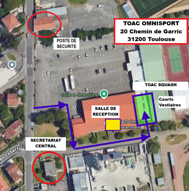 Plan d'accès TOAC Squash — 20 Chemin de Garric, 31200 Toulouse